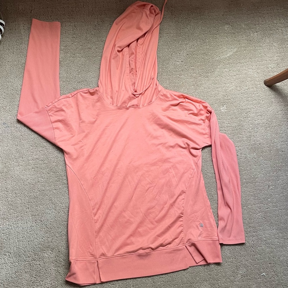 Peach colored, Jersey material athletic hoodie
